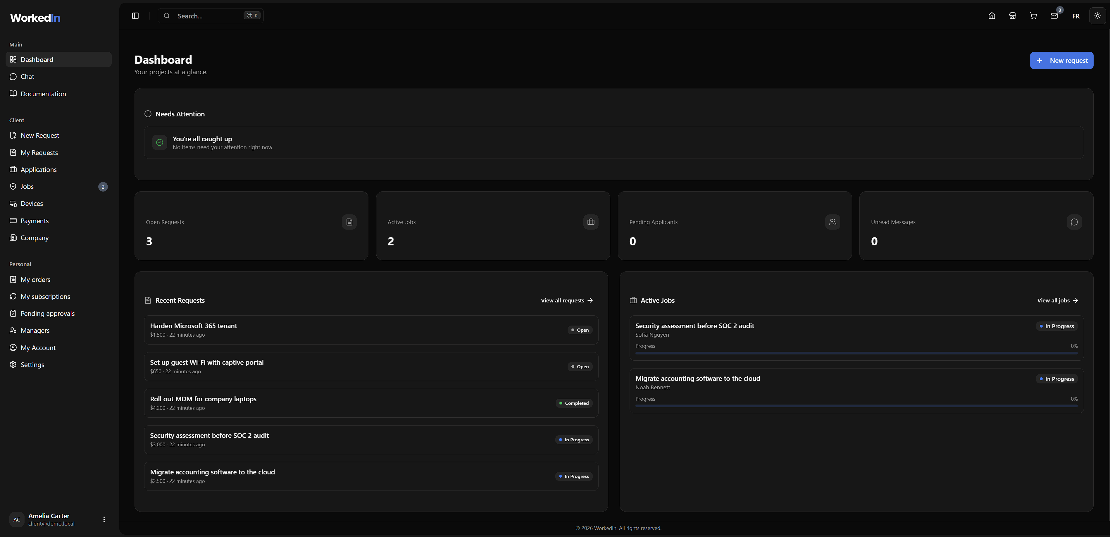 WorkedIn dashboard preview