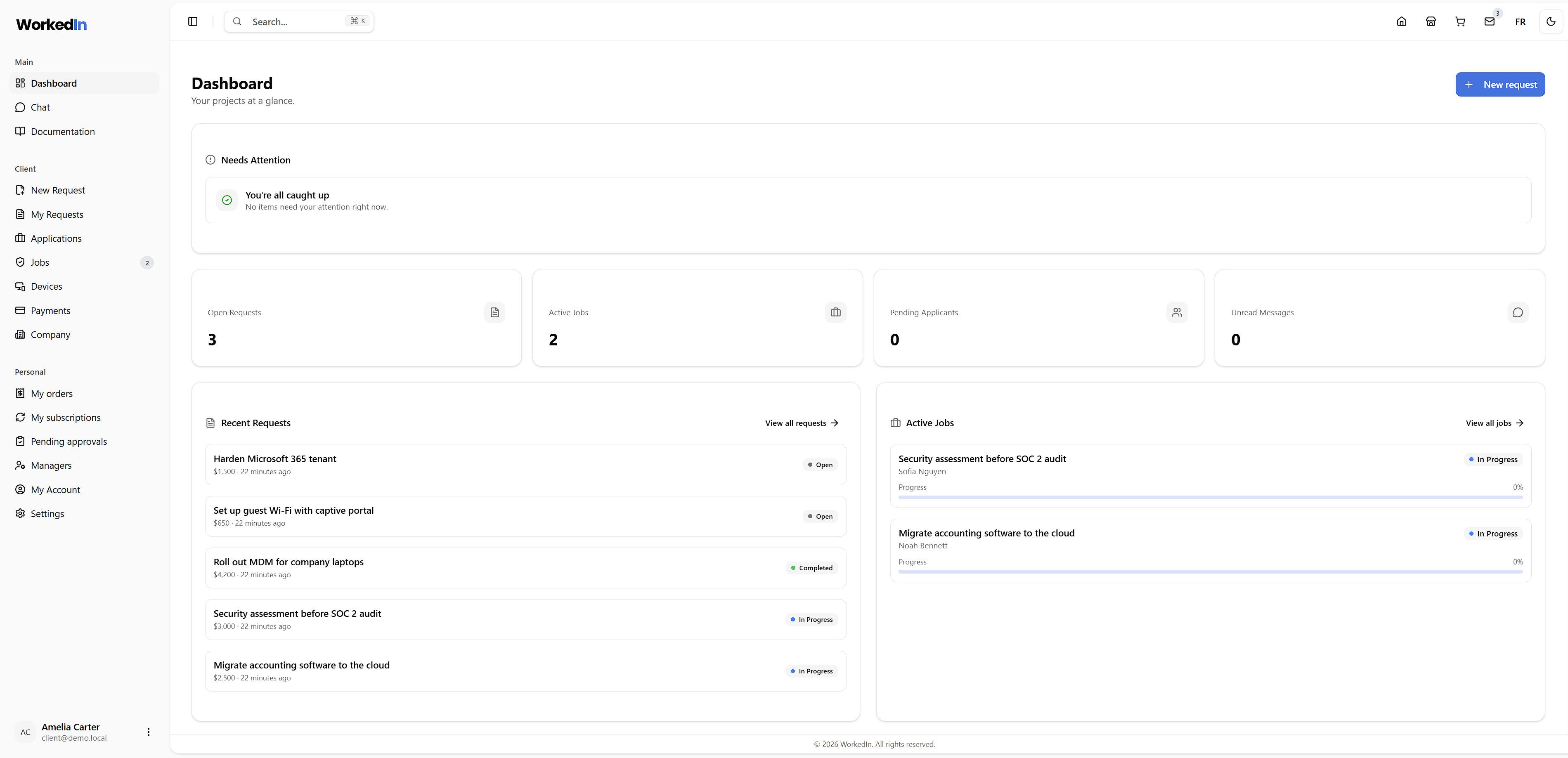 WorkedIn dashboard preview